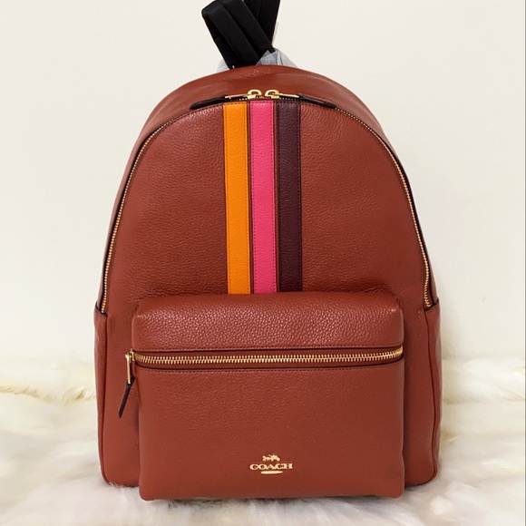 New💃Coach Charlie Backpack With Varsity Stripe - Picture 9 of 11